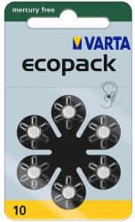 Baterie do naslouchadel VARTA PR10 / PR70 ECOPACK, blistr 6ks.