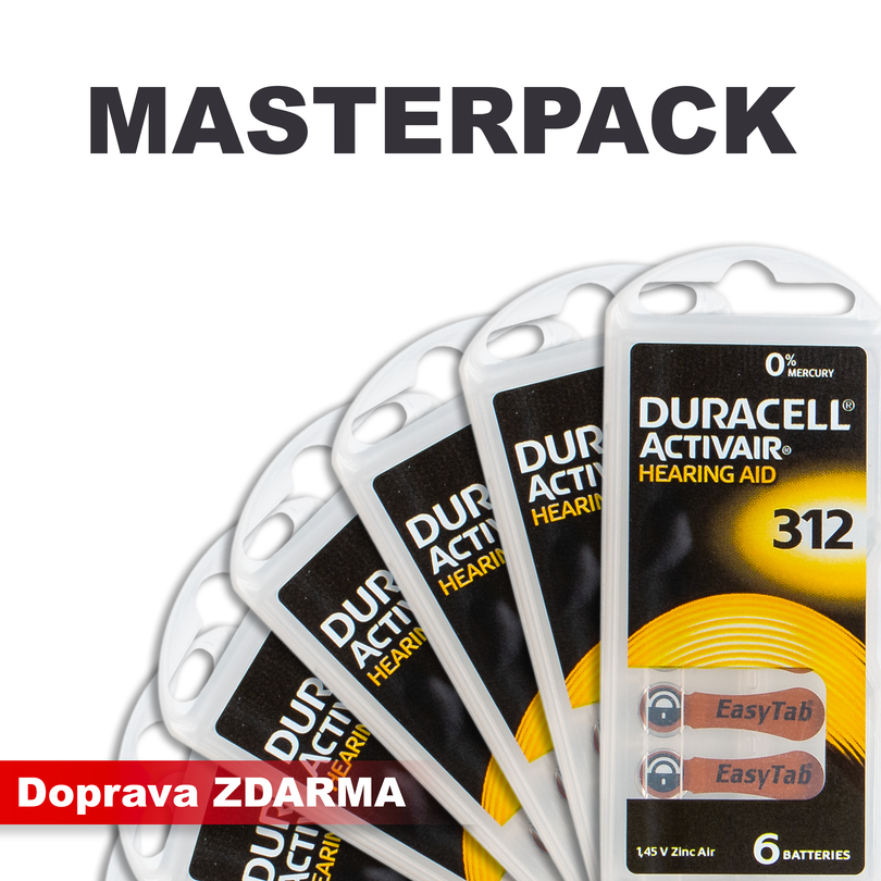 Baterie do naslouchadel DURACELL DA312 / PR41, MASTERPACK 20 (12